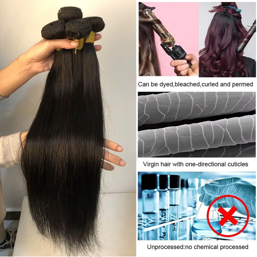 Brasilianische Gerade Haar Bundles Remy Menschenhaar Extensions, Schwarz, Damen - Bild 3