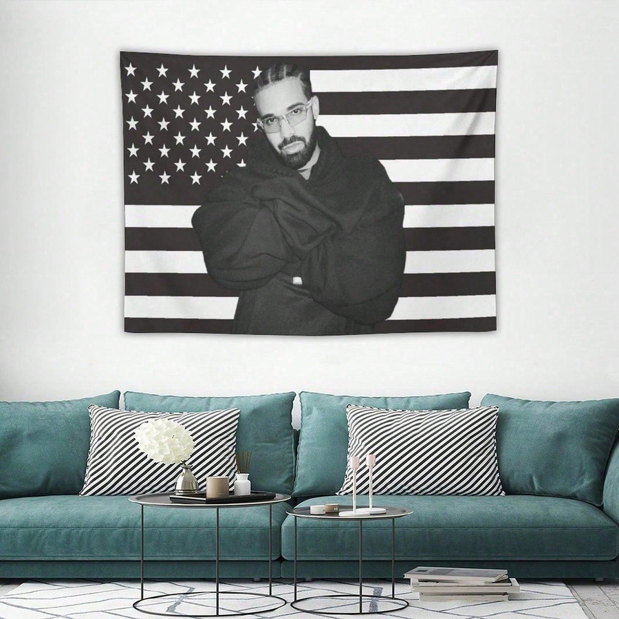 Drake Hip Hop Fan Wandteppich von JMG Household Supplies, Schwarz-Weiß, Polyester, B x H: 40 x 60 cm - Bild 4
