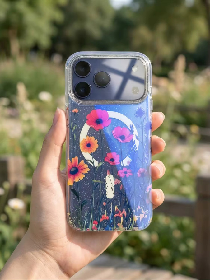 IMD MagSafe Handyhülle mit Glitzer-Blumen-Schleifen-Herz-Muster für iPhone 17 Air 16 15 14 13 Pro Max Plus, Stoßfest, Multicolour - Bild 6