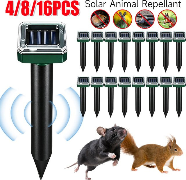 Solarbetriebener Ultraschall-Schädlingsvertreiber von APWIKOGER für den Außenbereich gegen Maulwürfe, Schlangen, Vögel, Mücken und Mäuse - Bild 1