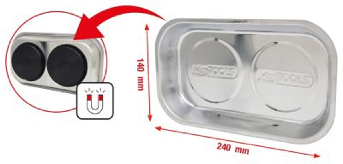 KS Tools Magnet-Teller aus Edelstahl in Silber, B/T: 14,0 x 24,0 cm - Bild 2