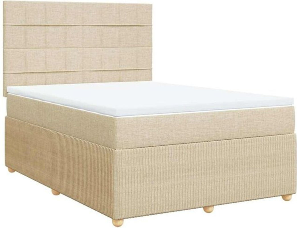 vidaxl Boxspringbett mit Matratze in Beige aus Stoff und Holzwerkstoff B/T/H: 160 x 200 x 140,5 cm - Bild 1