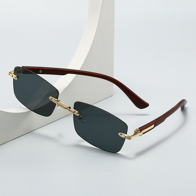 Sonnenbrille, Rahmenlos, Quadratisch, Braun, Unisex - Bild 1