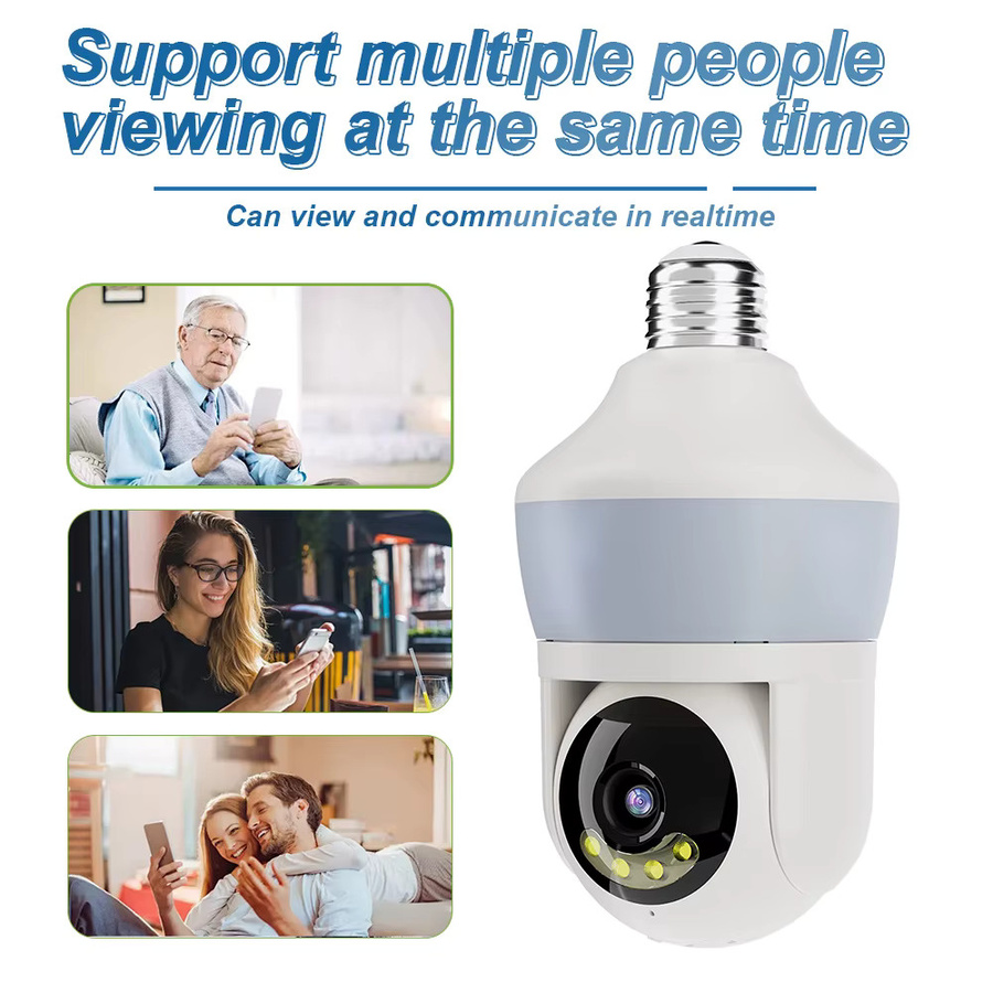 YOOSEE E27 Wifi Glühbirnen Kamera mit 5MP Auflösung, PTZ, bunter Nachtsicht, Zwei-Wege-Audio und Auto-Tracking in Weiß - Bild 2