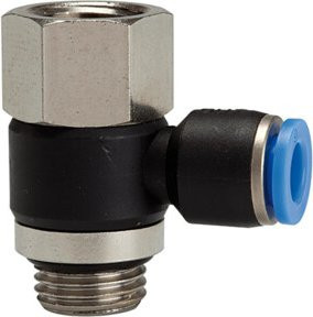 Riegler L-Steckverschraubung Blaue Serie drehbar, G1/4 i./a., Durchmesser 8mm, Messing, Blau/Schwarz - Bild 1