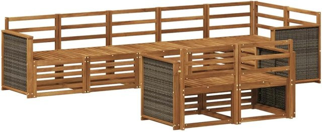 vidaXL Sofagarnitur aus Massivholz Akazie in Braun im modernen Latten-Design - Bild 1