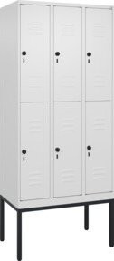 C+P Doppelstock-Spind Classic PLUS mit 3 Abteilen, Gestell mit Sicherheits-Drehriegel, Farbe RAL 9016 Verkehrsweiß, B/T/H: 212 x 90 x 50 cm - Bild 1
