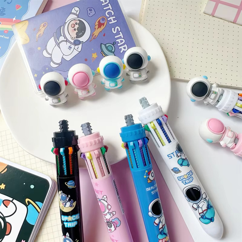 TWBEB Cartoon Astronaut Mehrfarbige Kugelschreiber Set für Schüler und Journaling in Pink und Bunt - Bild 3