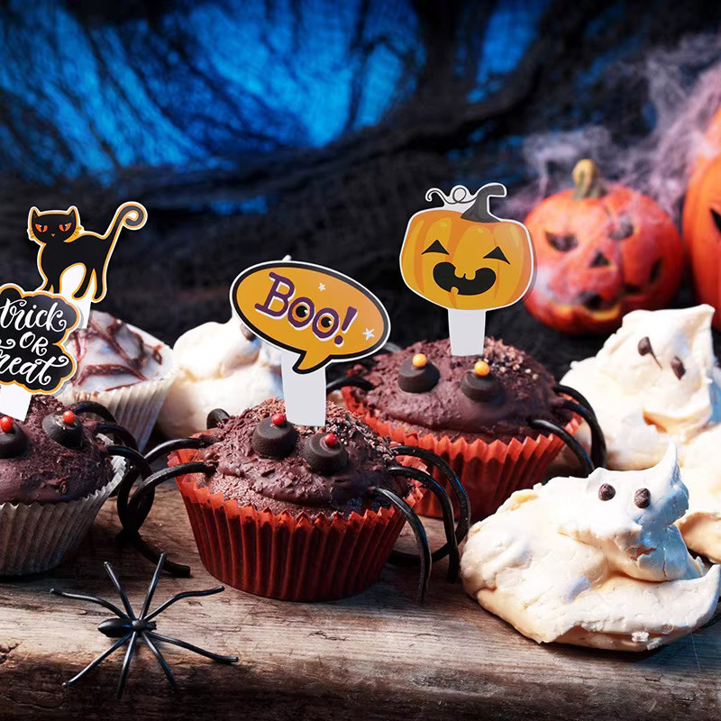 ZQNYCY Halloween Cupcake Topper, Kürbis Geist Fledermaus, 16/48 stücke - Bild 2