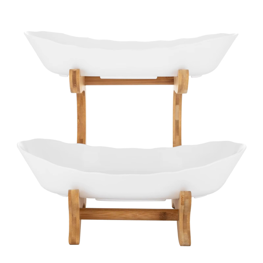 Bymaocar 2-stufige Obstschale als Obstkorbständer und Obsttablett mit abnehmbarem Design für Früchte, Desserts und Süßigkeiten - Bild 2
