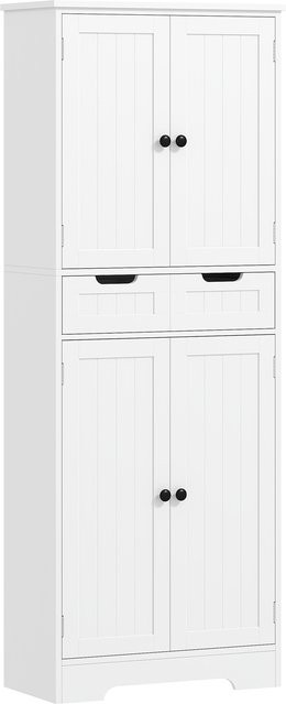HOMCOM Badezimmerschrank als Aufbewahrungssäule mit Schublade und 4 Türen in Weiß, B/T/H: 60 x 30 x 160 cm - Bild 1