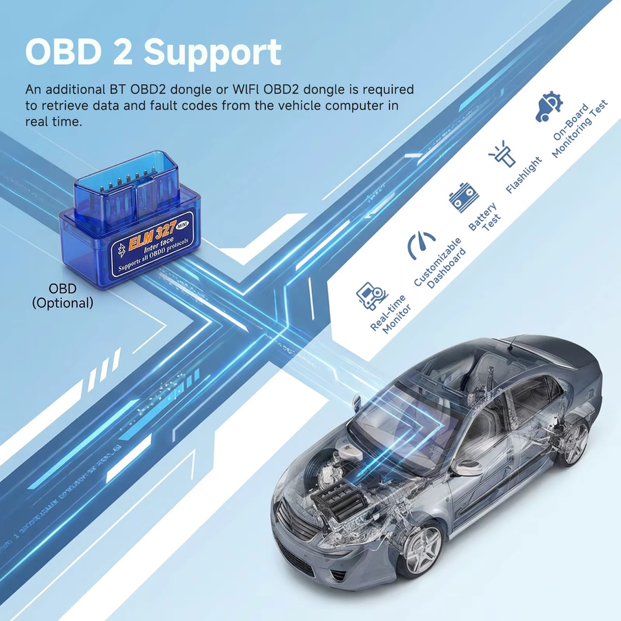 Podofo Super Mini OBD2 Auto-Diagnosegerät V2.1 Bluetooth in Blau mit 16PIN ELM327 Scanner für Multi-Protokoll DTC-Lesung und Fehlerlöschung - Bild 4