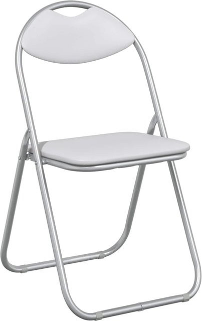 Set aus 8 vidaXL Klappstühlen in Weiß-Grau aus Kunstleder mit Stahlgestell, B/T/H: 48 x 43,5 x 81 cm - Bild 1