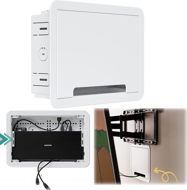 Toorise Wand-TV-Medienbox in Weiß für 9-Zoll-TV mit integriertem Kabelmanagement und Netzwerkgehäuse - Bild 1