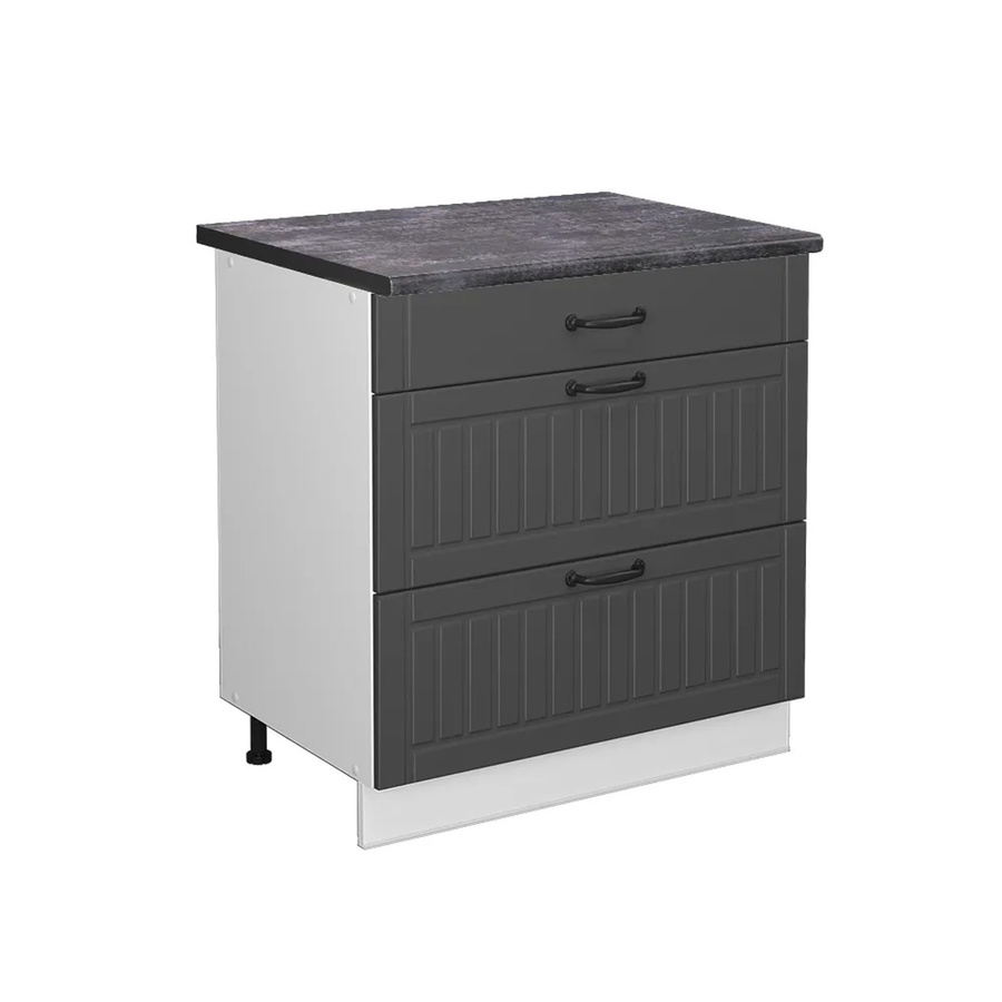 Vicco Küchenunterschrank Fame-Line in Anthrazit und Weiß im Landhausstil mit 3 Soft-Close-Schubladen, Breite: 80 cm - Bild 2