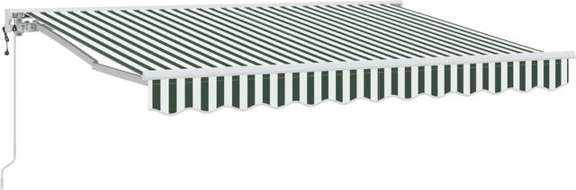 vidaXL Elektrische Ausziehbare Markise mit Fernbedienung, Grün und Weiß, B: 350 cm, T: 250 cm - Bild 1