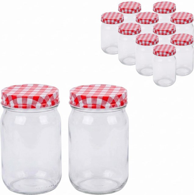 Relaxdays Einmachgläser 12er Set aus Glas mit Stahlverschluss, transparent, luftdicht, 400 ml, Höhe: 12,5 cm, Durchmesser: 7,5 cm - Bild 1