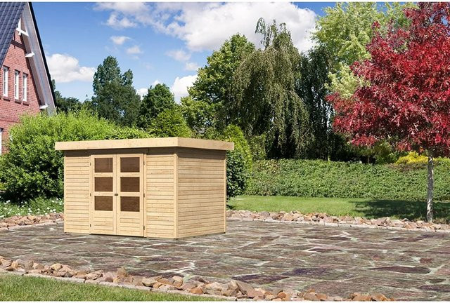 Karibu Holz-Gartenhaus Raala mit Pultdach in Natur, B: 298 cm, H: 213 cm, T: 211 cm - Bild 1