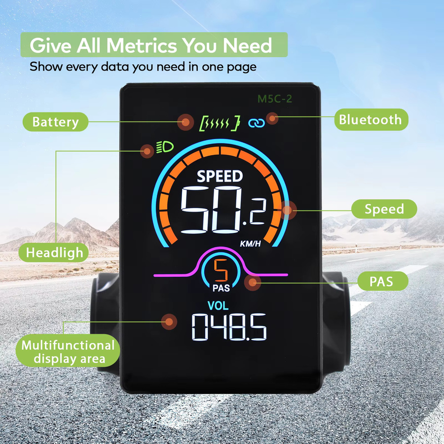 Haytrix M5C-2 Elektrischer Fahrradcomputer mit Bluetooth und LCD-Display in Schwarz - Bild 3