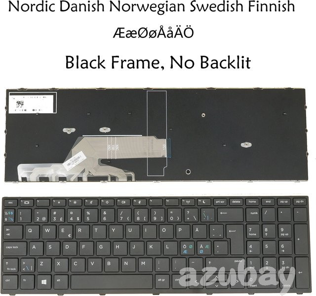 HP Laptop-Tastatur im Nordic-Layout für Probook 450 G5, 455 G5, 470 G5, 650 G4, 650 G5 in Schwarz - Bild 1