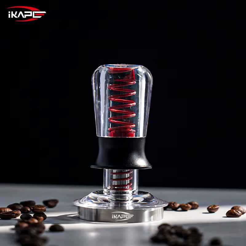 IKAPE Kaffeestampfer V2 Transparent Federbelastet mit Edelstahl-Sockel Kalibriertes Espresso-Werkzeug - Bild 2