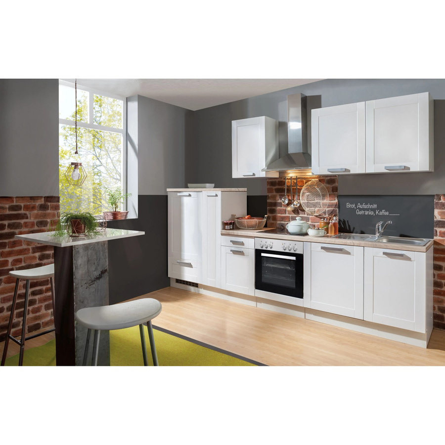 Menke Küchenzeile White Premium Landhaus in Weiß Matt-Asteiche aus Lacklaminat mit Kassettenoptik, Breite: 300 cm - Bild 2