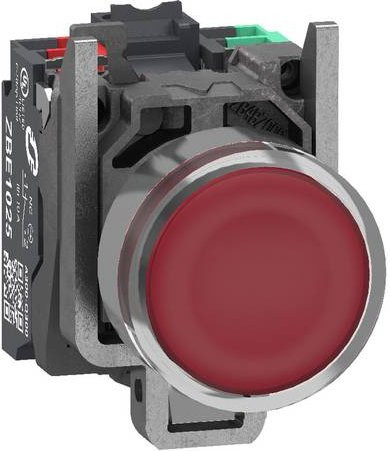Schneider Electric Harmony XB4 Leuchtdrucktaster aus Metall in Rot mit LED und glatter Kalotte, 24V, unbeschriftet - Bild 1