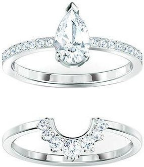 Swarovski Doppelring, Platinbeschichtetes 925 Silber, Kristall, Damen - Bild 1