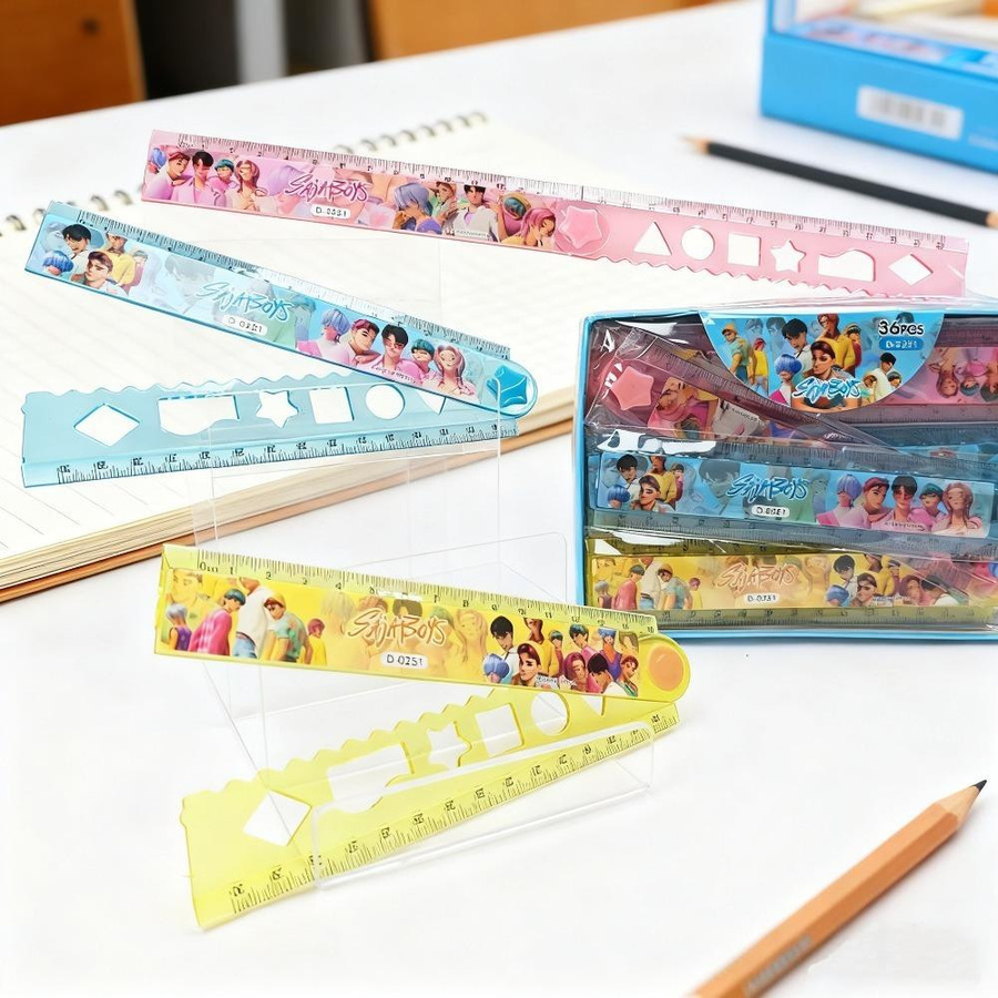 Yiran toy 1 3-teiliges Anime Kpop Dämonenjäger Huntrix Rumi Mathe-Messwerkzeug-Set aus Kunststoff, Multicolor, Länge: 30 cm - Bild 3