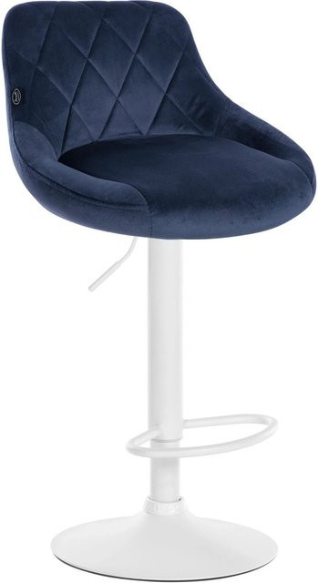 DELUKE Barhocker FALON Barstuhl aus Samt in Blau mit Lehne und 360 Grad Drehbarkeit B/T/H: 46 x 49 x 83 cm - Bild 1