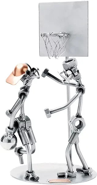 Schraubenfigur Basketballer von Hinz & Kunst aus Metall in Silber - Bild 1