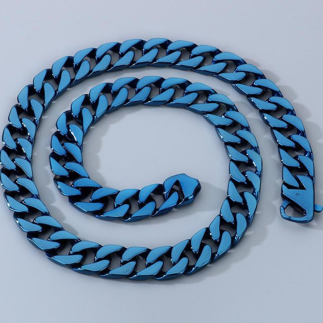 TrustyLan Jewelry Panzerkette, 316L Edelstahl, blau, 60 cm, Herren - Bild 1