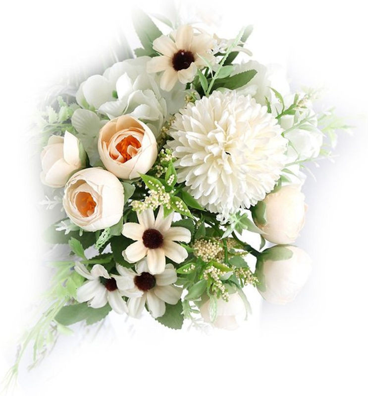 Tooarts Künstliche Hydrangea Blumenkugel in Beige und Weiß als florales Arrangement für Hochzeiten und Dekoration - Bild 1