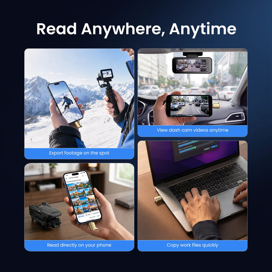 Vention USB-C Micro-SD-Kartenleser USB 3.0 TF-Karten-OTG-Adapter für iPhone 15-17 Pro, iPad und Android bis zu 2TB - Bild 6