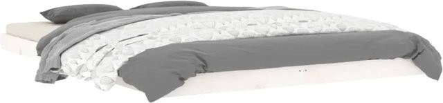 vidaXL Massivholzbett aus Kiefernholz in Weiß, Modernes Doppelbett, B/T/H: 144,0 x 203,5 x 9,0 cm - Bild 1