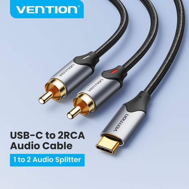 Vention USB-C auf RCA Kabel Y-Splitter in Schwarz, Länge: 2 m - Bild 1