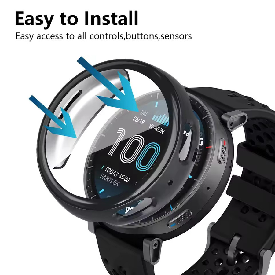 Amazfit Uhrenarmband und Hülle, Silikon, Schwarz, Amazfit Active Max - Bild 2