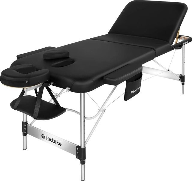 tectake 3 Zonen Massageliege Phuket Schwarz mit Aluminiumgestell, B/T/H: 212 x 103 x 90 cm, Breite: 70 cm - Bild 2