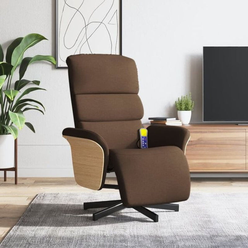 vidaxl Relaxsessel Massagesessel mit Fußteil aus braunem Polyester-Stoff - Bild 1
