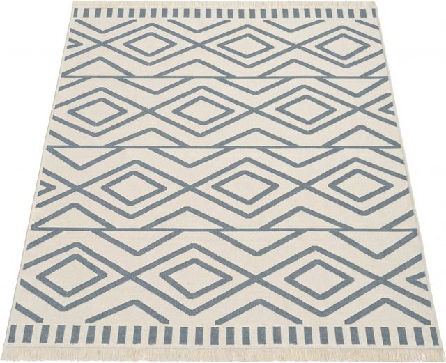 Wendbarer Kilim-Teppich Skyla modern in Grau, Gelb und Anthrazit, B/T: 140 x 200 cm - Bild 1