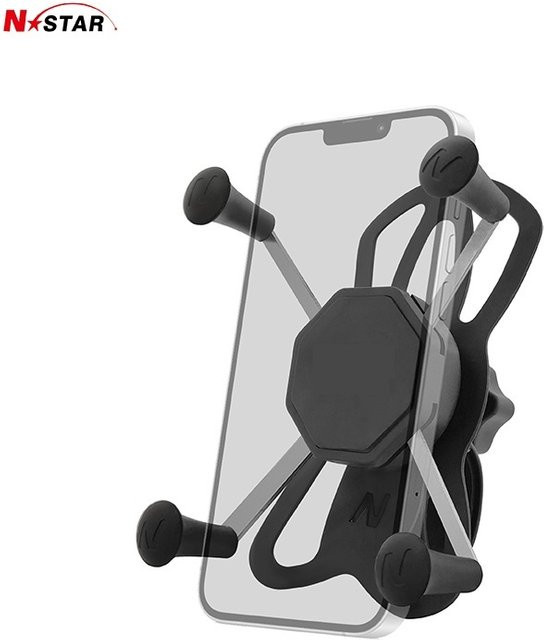 N-Star X-Grip Handyhalterung für Fahrrad und Motorrad in Schwarz mit Tough-Strap und Lenkerbasis für Ram-Halterungen - Bild 1