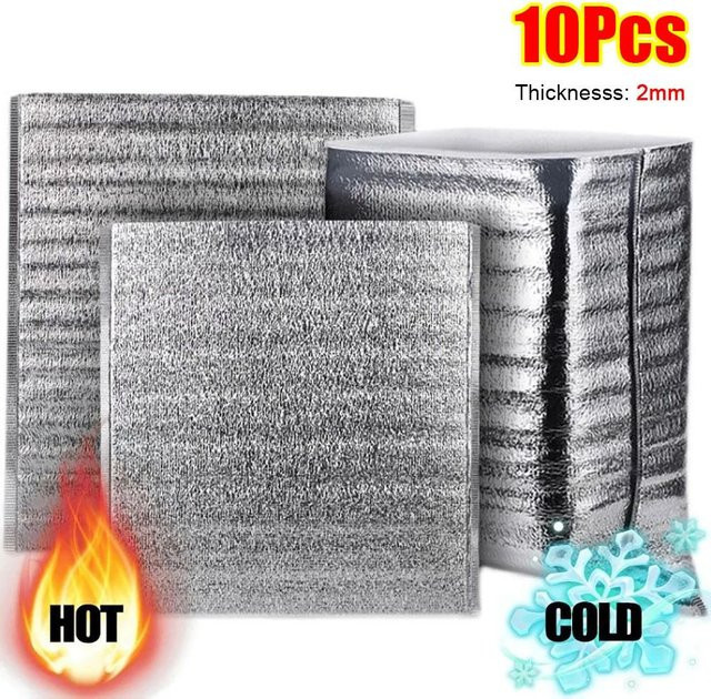 10er Packung Aluminiumfolienbeutel als Thermolisierbeutel und Isolierbeutel für Lebensmittel und Getränke in Silber - Bild 1