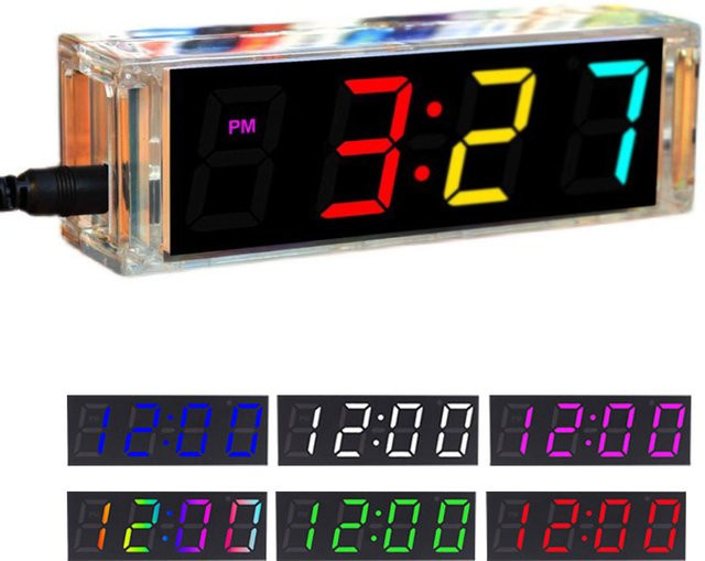 Shunmaii DIY Digitaluhr Kit mit Display, Datum, Wochentag, Temperatur und Alarm in Weiß und Multicolor zum Erlernen des Lötens - Bild 1