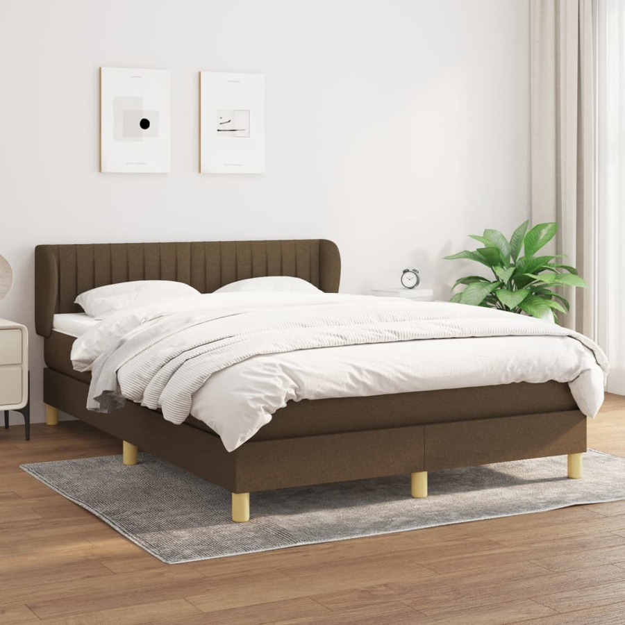 vidaXL Boxspringbett Hybrid mit Matratze und Kopfteil, Braun, B/T/H: 140 x 190 x 88 cm - Bild 3