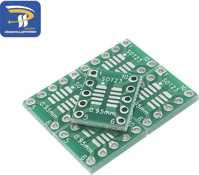 10 Stück SOT23 MSOP10 auf DIP Transfer Board PCB Adapter in Grün mit 0,5 mm bis 2,54 mm Pitch - Bild 1