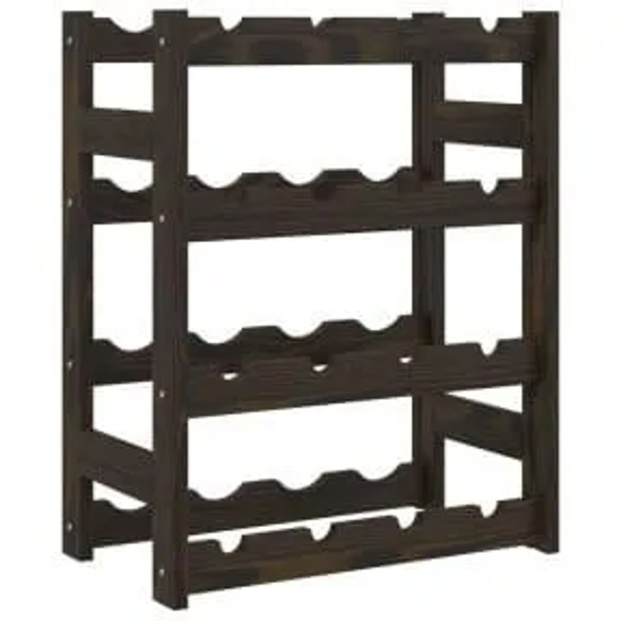 VidaXL Weinregal aus massivem Kiefernholz in Schwarz für 16 Flaschen, rustikales Standregal B: 54 cm, T: 25 cm, H: 54 cm - Bild 2