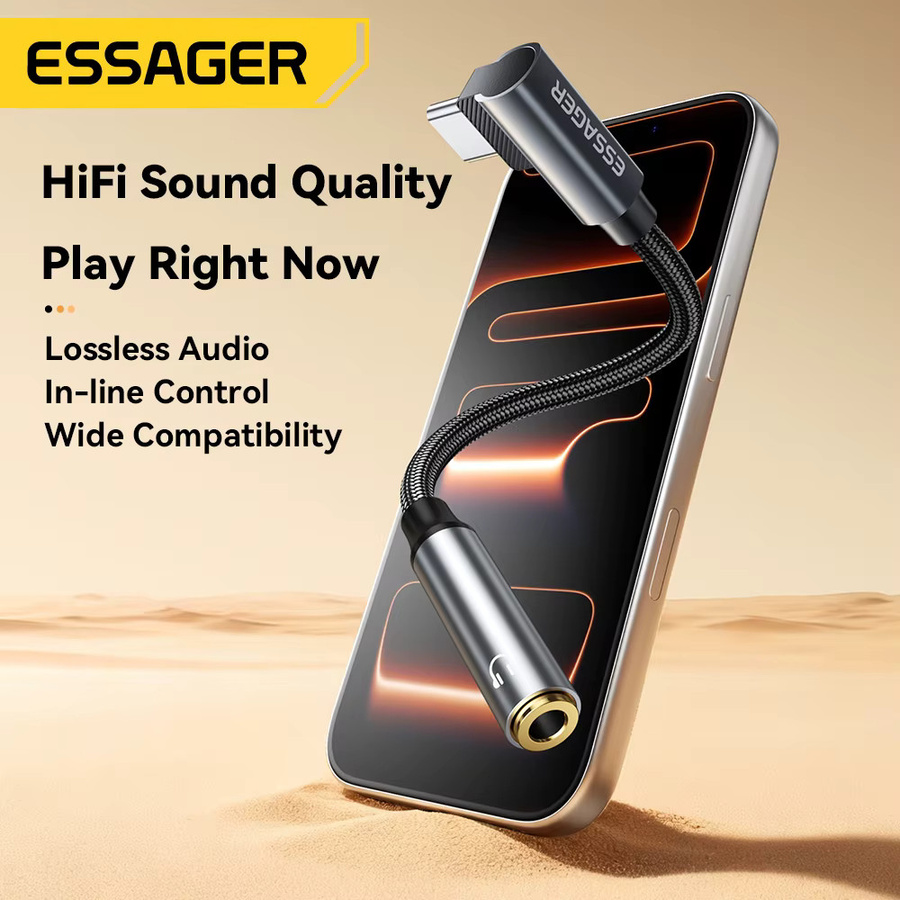 Essager L-förmiges USB-C auf 3,5 mm Klinke Audiokabel für iPhone 16 15 und Samsung - Bild 4