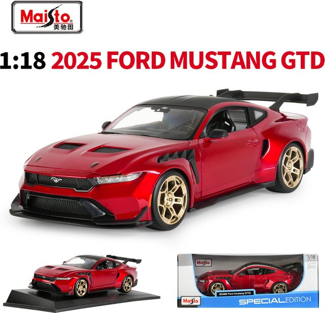 Maisto 2025 Ford Mustang GTD Sportwagen, Modellauto, 1:18, Rot - Bild 1