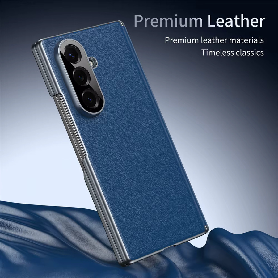 Stoßfeste Premium-Leder-Handyhülle für Samsung Galaxy Z Fold 7, 6, 5 und 4 in Schwarz oder Blau - Bild 2