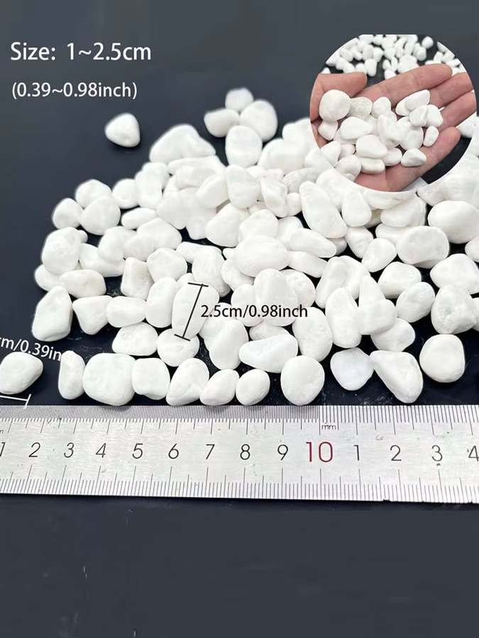 Weiße Kieselsteine als dekorative Natursteine für Garten und Zimmerpflanzen, 500 g - Bild 4